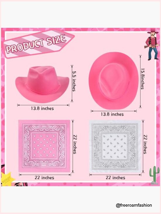 Cowboy Hats and Bandanas Set - 48 Pieces Western Party Supplies